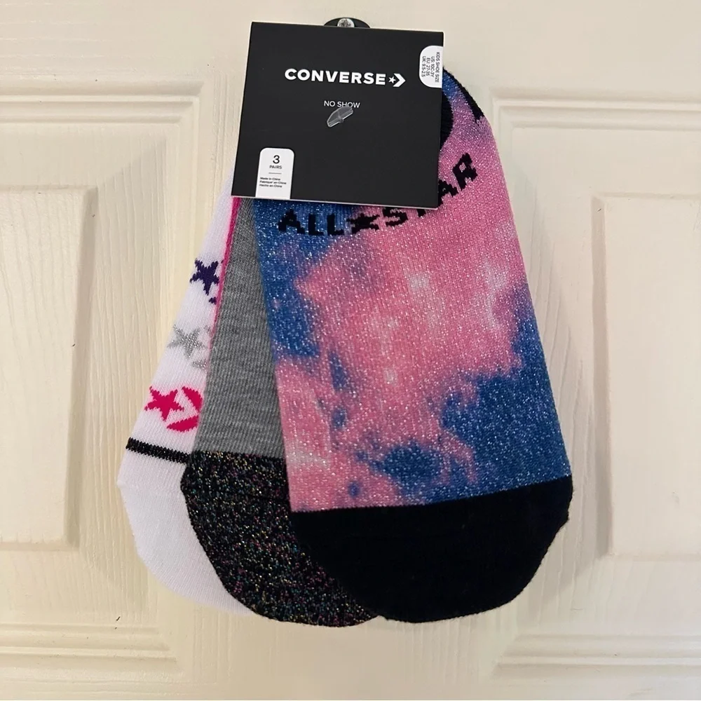 NWT Converse Glitter No Show Socks Pack of Three